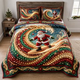 Light Wave 3 Piece Quilted Bedding Set Christmas Gift For Holiday Decor Lovers