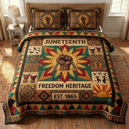 Juneteenth Soul 3 Piece Quilted Bedding Set Gift For African American Heritage Lovers
