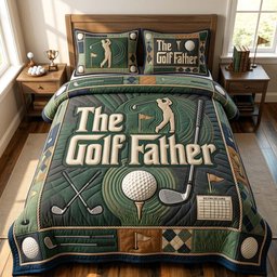 The Golf Father Deer 3 Piece Quilted Bedding Set Gift For Sports Fans