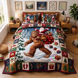 Bigfoot 3 Piece Quilted Bedding Set Christmas Gift For Holiday Decor Lovers