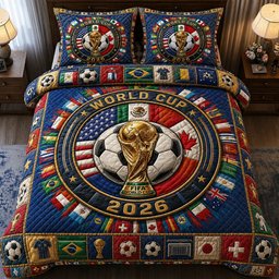 World Cup Champions Legacy 3 Piece Quilted Bedding Set Gift For Sports Fans