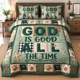 Emerald Grace Christian 3 Piece Quilted Bedding Set Gift For Christians