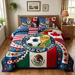 World Cup 3 Piece Quilted Bedding Set Gift For Sports Fans