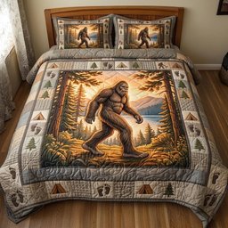 Bigfoot Trail 3 Piece Quilted Bedding Set Gift For Campers