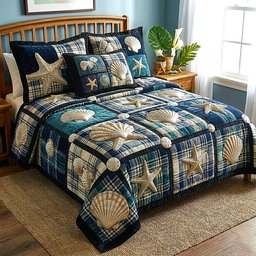 Sea Serenity Beach 3 Piece Quilted Bedding Set Gift For Beach Lovers