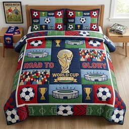 Soccer Patch Glory 3 Piece Quilted Bedding Set Gift For Sports Fans