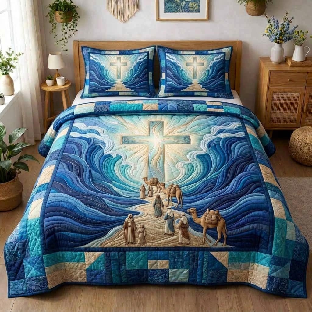 Pesach Blessing 3 Piece Quilted Bedding Set Gift For Christians