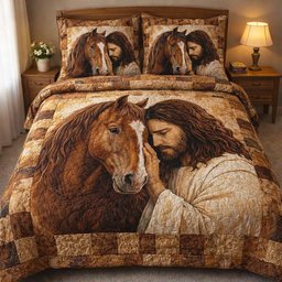 Faithful Horse 3 Piece Quilted Bedding Set Gift For Horse Lovers