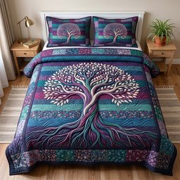 Eternal Roots 3 Piece Quilted Bedding Set Gift For Home Decor Lovers