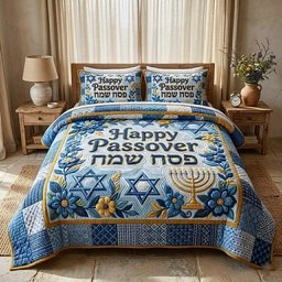 Passover Heritage 3 Piece Quilted Bedding Set Gift For African American Heritage Lovers