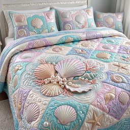 Coastal Whisper Beach 3 Piece Quilted Bedding Set Gift For Beach Lovers