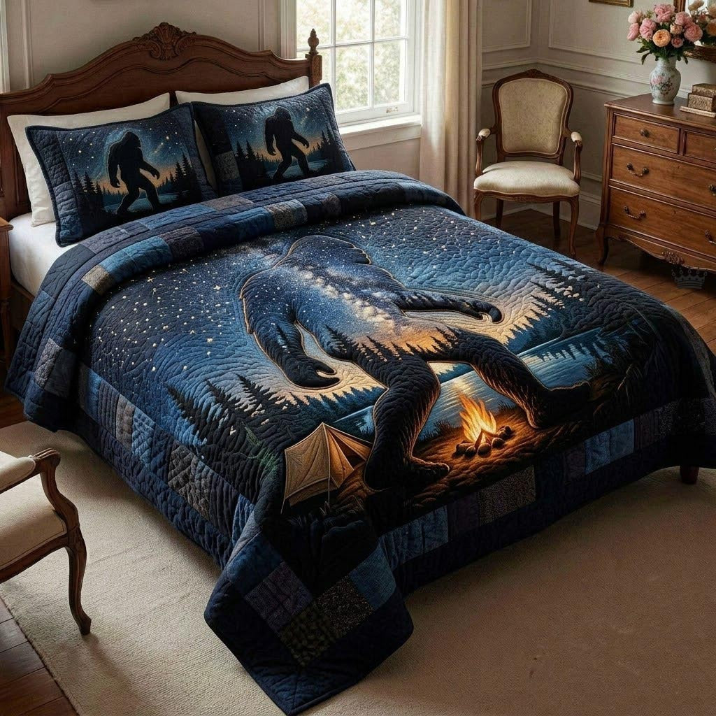 Bigfoot Trail 3 Piece Quilted Bedding Set Gift For Campers