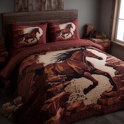 Majestic Horse 3 Piece Quilted Bedding Set Gift For Horse Lovers
