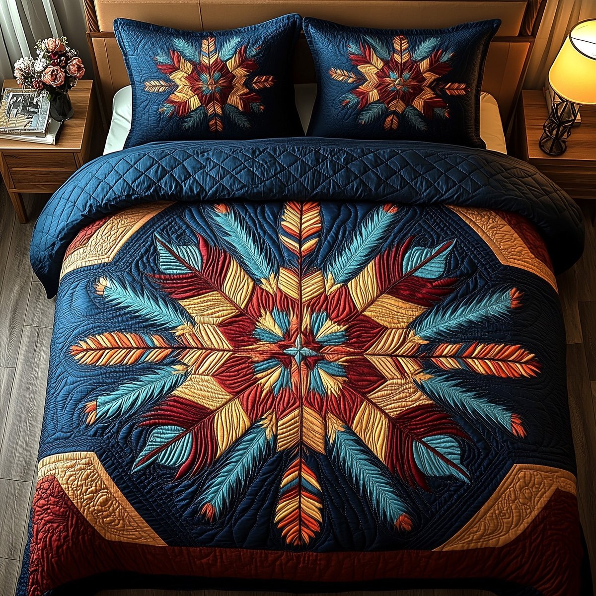 Echoes of the Tribe 3 Piece Quilted Bedding Set Gift For Home Decor Lovers