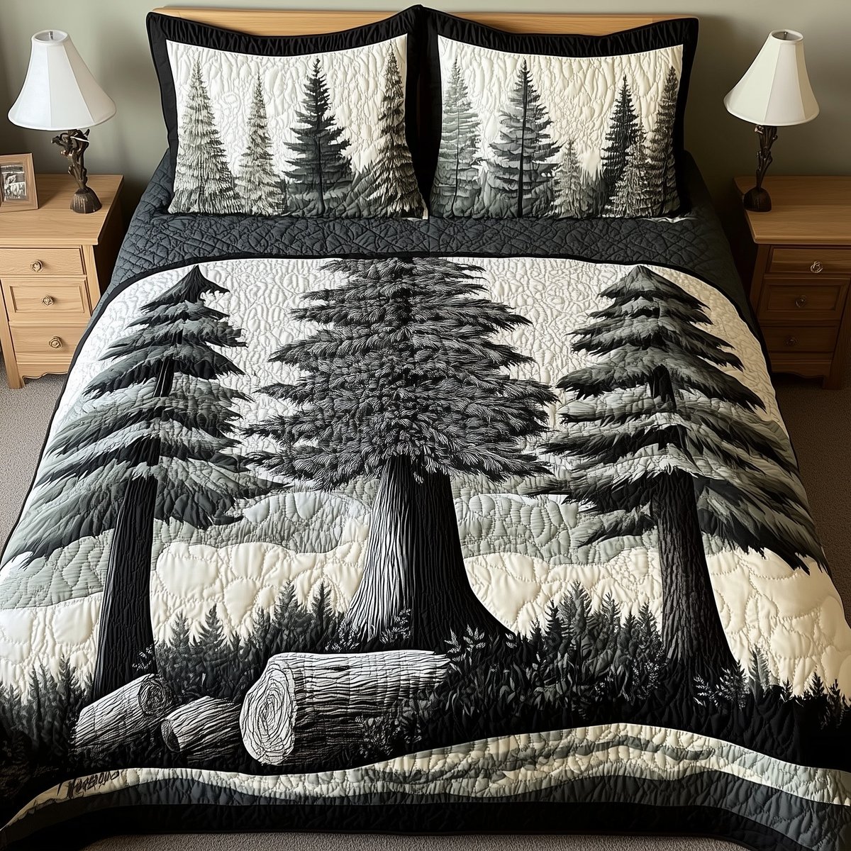 Enchanted Forest 3 Piece Quilted Bedding Set Gift For Nature Lovers
