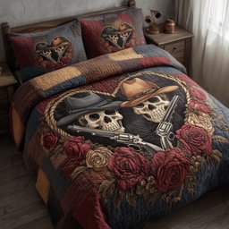 Desert Heart Skull 3 Piece Quilted Bedding Set Gift For Western Lovers