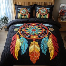 Ethereal Dreamcatcher 3 Piece Quilted Bedding Set Gift For Home Decor Lovers