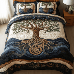 Eternal Tree of Life 3 Piece Quilted Bedding Set Gift For Home Decor Lovers