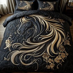 Elegant Dark Horse 3 Piece Quilted Bedding Set Gift For Horse Lovers