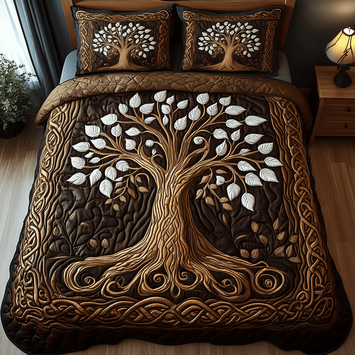 Forest Spirit 3 Piece Quilted Bedding Set Gift For Nature Lovers