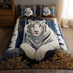 Majestic Tiger 3 Piece Quilted Bedding Set Gift For Nature Lovers