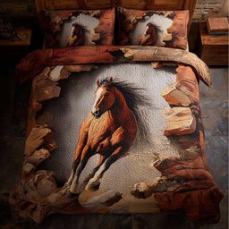 Majestic Horse 3 Piece Quilted Bedding Set Gift For Horse Lovers