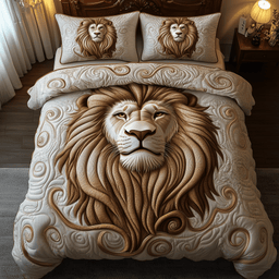 Majestic Lion 3 Piece Quilted Bedding Set Gift For Lion Lovers