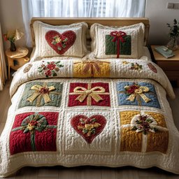 Patchwork Gifts 3 Piece Quilted Bedding Set Gift For Home Decor Lovers