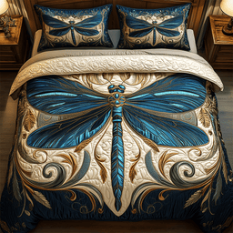Whispers of the Wind 3 Piece Quilted Bedding Set Gift For Butterfly Lovers