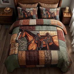 Prairie Horse 3 Piece Quilted Bedding Set Gift For Horse Lovers