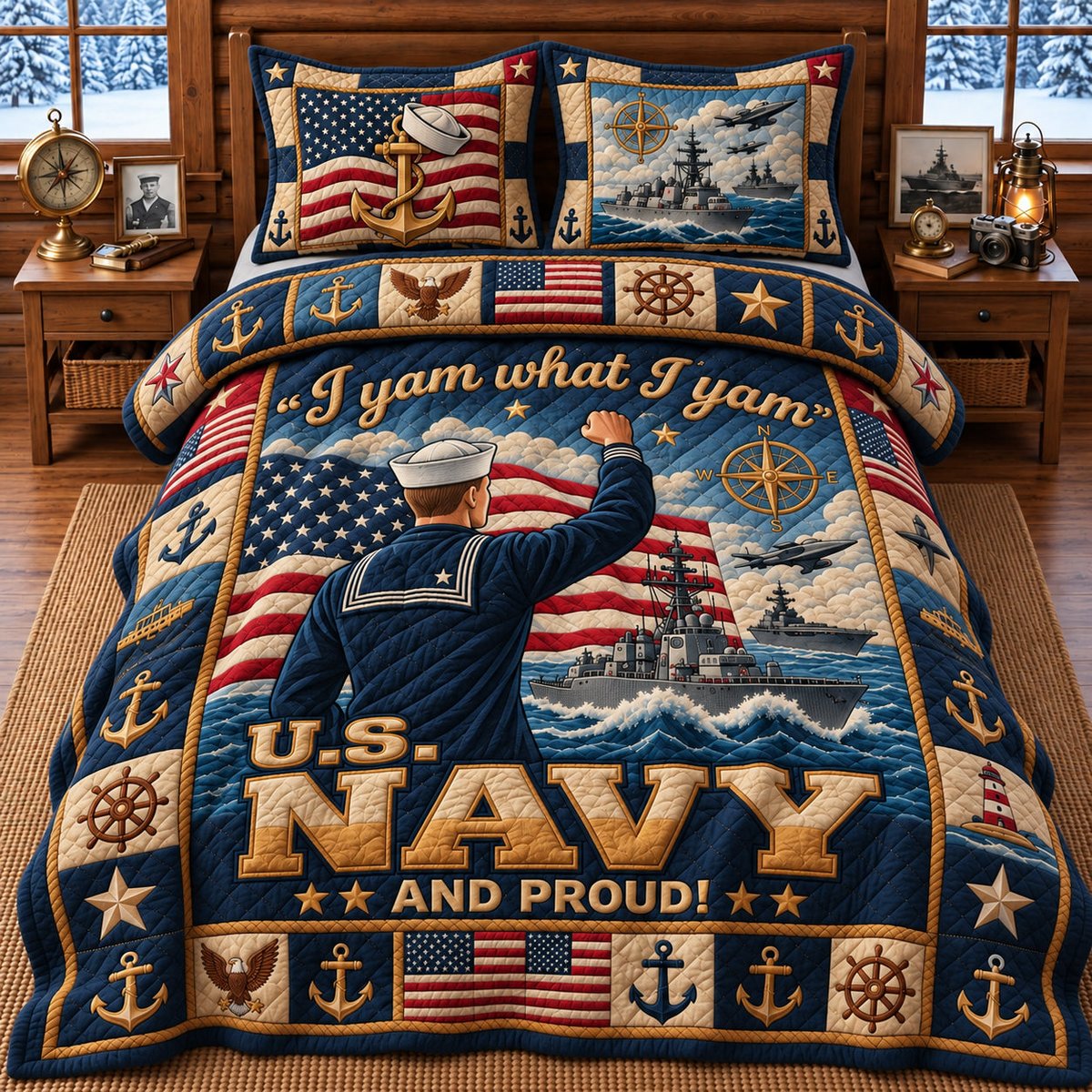 Proud Veteran 3 Piece Quilted Bedding Set Gift For Veterans