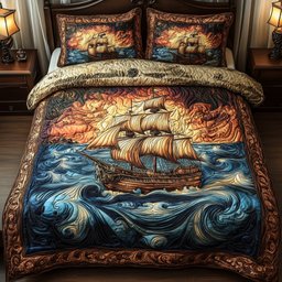 Ocean Breeze Nautical 3 Piece Quilted Bedding Set Gift For Beach Lovers
