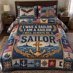 Proud Veteran 3 Piece Quilted Bedding Set Gift For Veterans