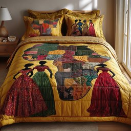 African Heritage 3 Piece Quilted Bedding Set Gift For African American Heritage Lovers