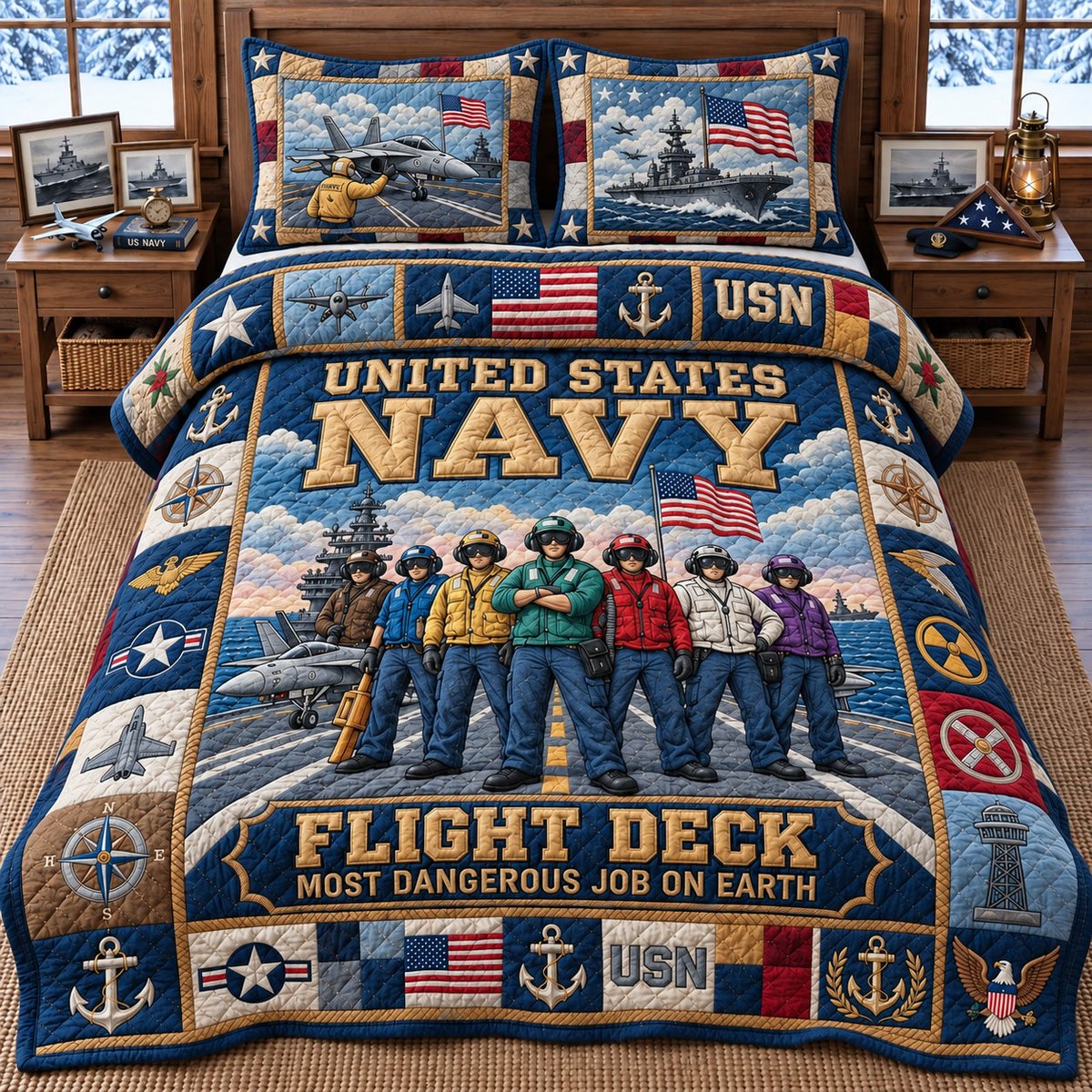 Proud Veteran 3 Piece Quilted Bedding Set Gift For Veterans