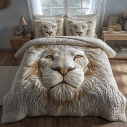 Majestic Lion 3 Piece Quilted Bedding Set Gift For Lion Lovers