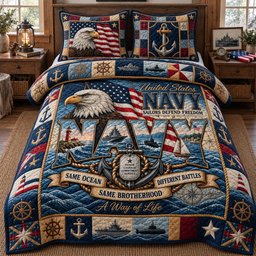 Proud Veteran 3 Piece Quilted Bedding Set Gift For Veterans