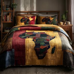 African Heritage 3 Piece Quilted Bedding Set Gift For African American Heritage Lovers