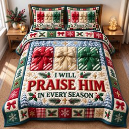 Christian 3 Piece Quilted Bedding Set Christmas Gift For Christians