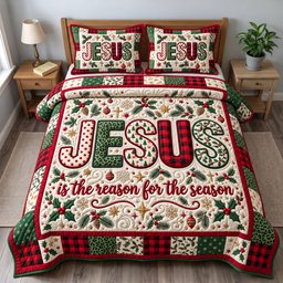 Christian 3 Piece Quilted Bedding Set Christmas Gift For Christians
