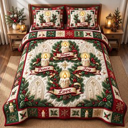 Christian 3 Piece Quilted Bedding Set Christmas Gift For Christians