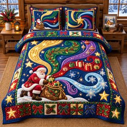 Magical Light Swirl 3 Piece Quilted Bedding Set Gift For Nature Lovers