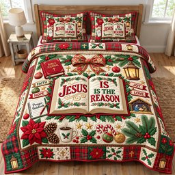 Christian 3 Piece Quilted Bedding Set Christmas Gift For Christians