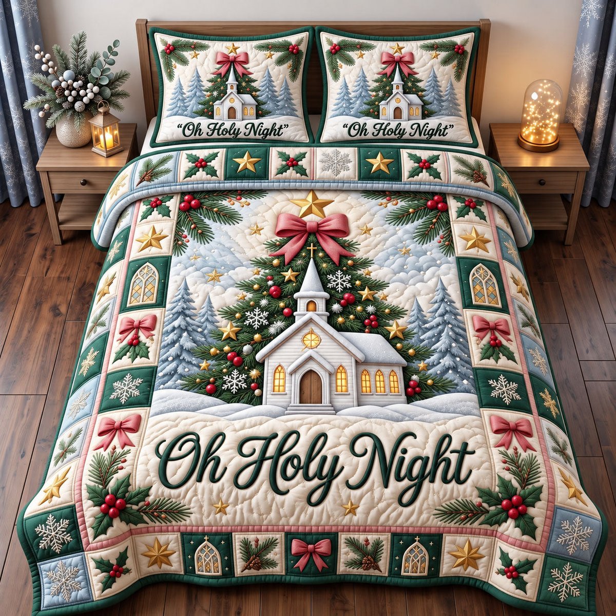 Christian 3 Piece Quilted Bedding Set Christmas Gift For Christians