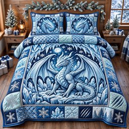 Mystic Dragon 3 Piece Quilted Bedding Set Gift For Fantasy Lovers