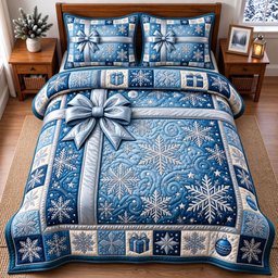 Gift 3 Piece Quilted Bedding Set Christmas Gift For Holiday Decor Lovers