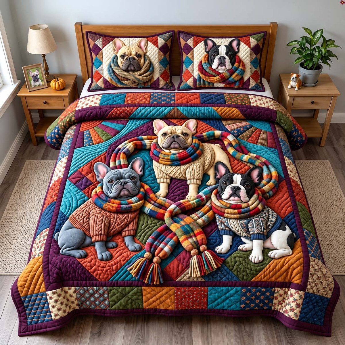 Wrapped in Warmth 3 Piece Quilted Bedding Set Gift For Dog Lovers