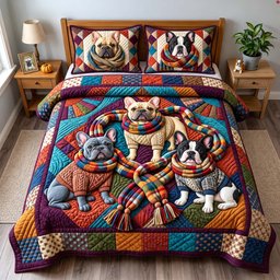 Wrapped in Warmth 3 Piece Quilted Bedding Set Gift For Dog Lovers
