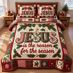 Christian 3 Piece Quilted Bedding Set Christmas Gift For Christians