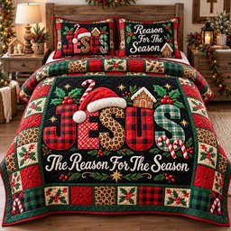 Jesus Faith 3 Piece Quilted Bedding Set Christmas Gift For Christians